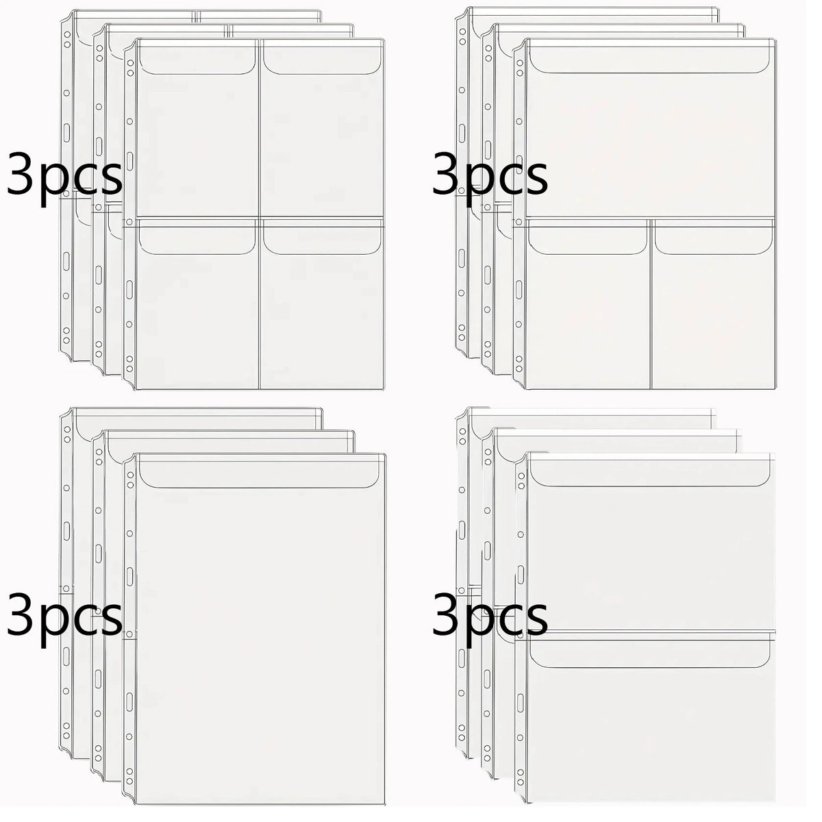 A4 Binder Pockets 12 PCS – Cash Envelope & Document Organizer Binder Pocket Inserts Axl A4-Mix-12pcs