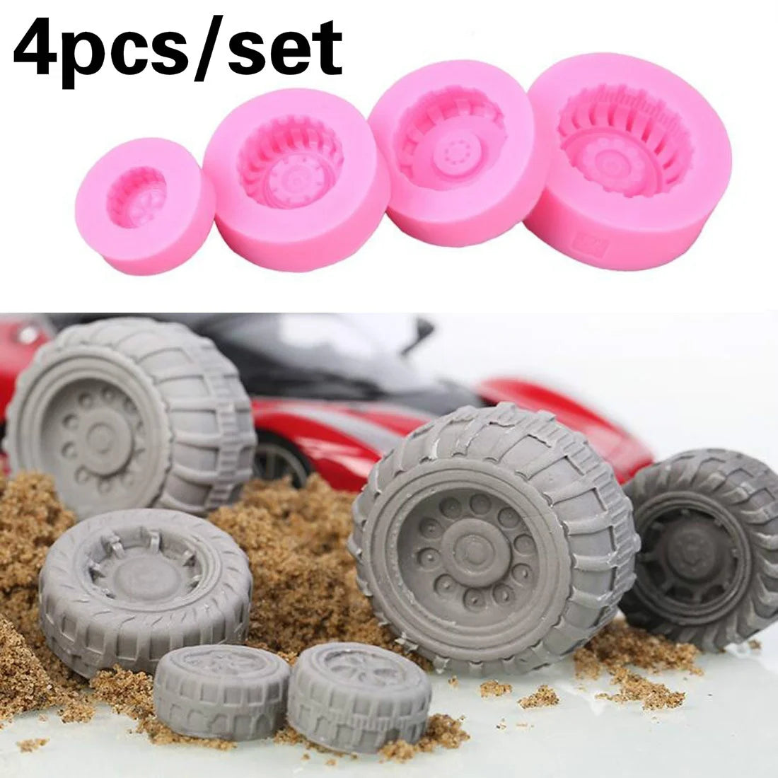 4-Piece Silicone Tire Wheel Pattern Cake Mold Set | DIY Baking Silicone Baking Mold Axl Default Title