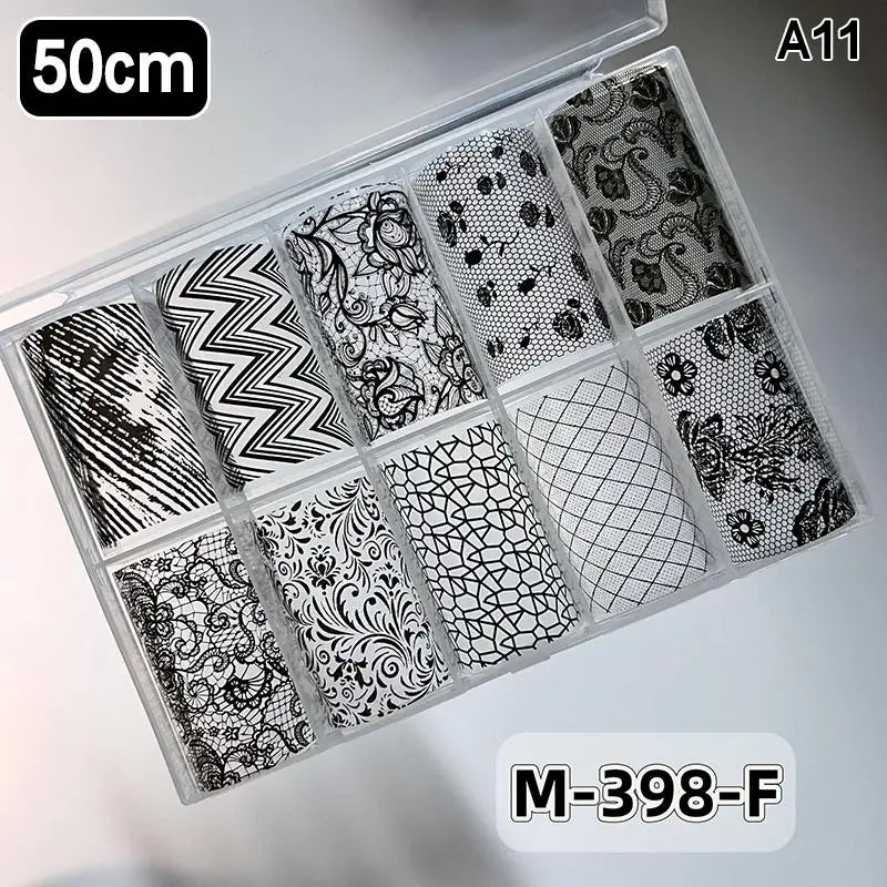 Lace Flower Nail Transfer Foils & Stickers – DIY Nail Art Nail Art Stickers Axl A11