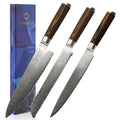 Sunnecko Damascus Chef Knife Set – VG10 Steel & Pakkawood Damascus Chef Knife Set Axl 3PCS Knives Set 8 inch China Mainland