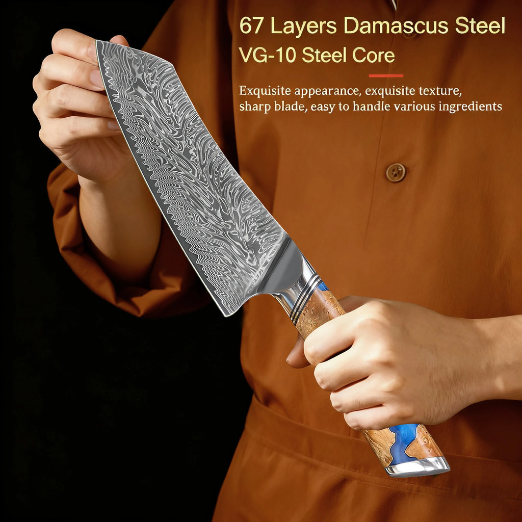 Kiritsuke Damascus Steel Chef Knife – Sharp 17.8cm Kitchen Knife Damascus Chef Knife Axl