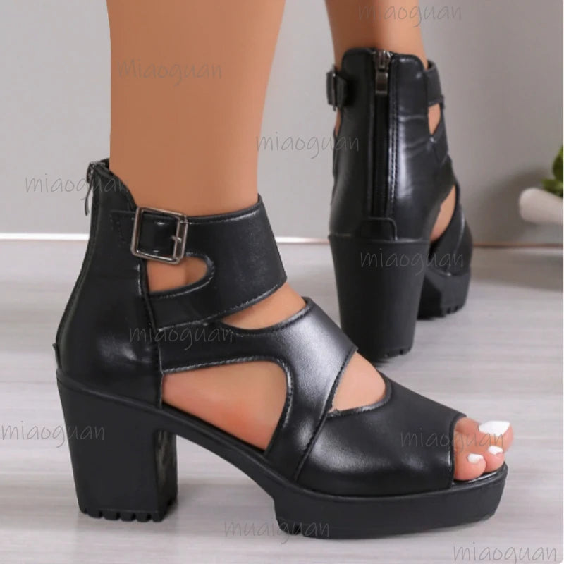 Women's Platform Gladiator Sandals – Square Heel Open Toe Platform Heeled Sandals Axl