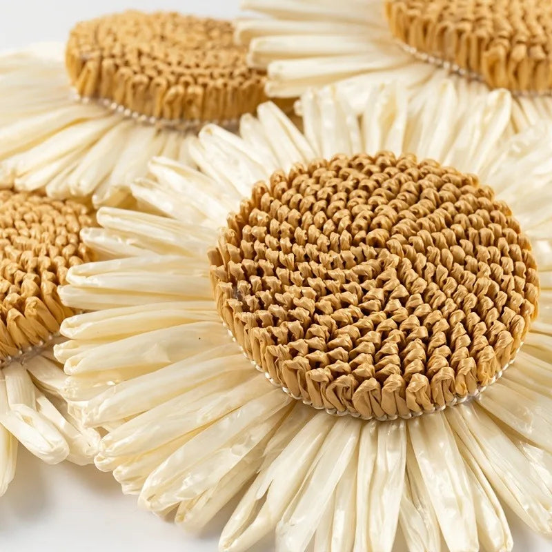 Sunflower Daisy PP Raffia Flower Heads – 10pcs DIY Craft Kit DIY Craft Flowers Axl