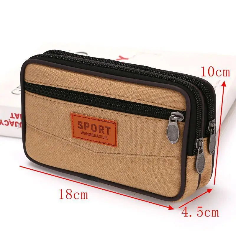 Men's Canvas Belt Phone Pouch – Double Layer Waist Bag Belt Phone Pouch Axl