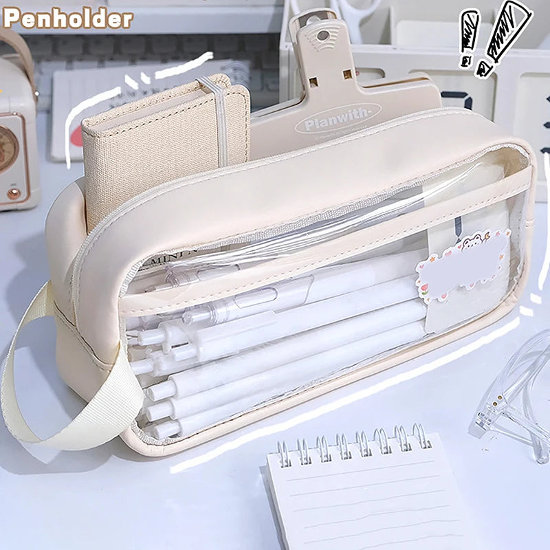 Transparent Waterproof Pencil Case – Large Capacity PVC Pen Bag Pencil Case Axl