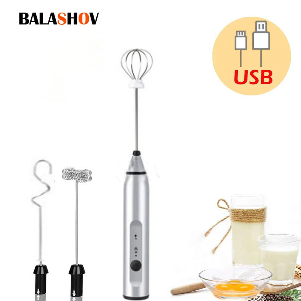 BALASHOV USB Rechargeable Milk Frother – 3-Speed Electric Whisk Milk Frother Axl