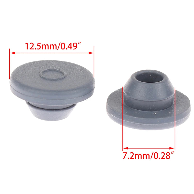 100 Self-Sealing Butyl Rubber Injection Ports for 13mm Jars Rubber Injection Ports Axl