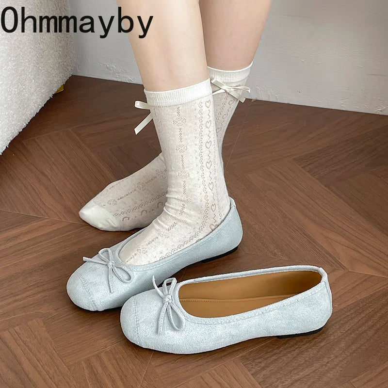 Butterfly-Knot Women's Mary Jane Ballet Flats | Slip-On Dress Shoes Mary Jane Flats Axl