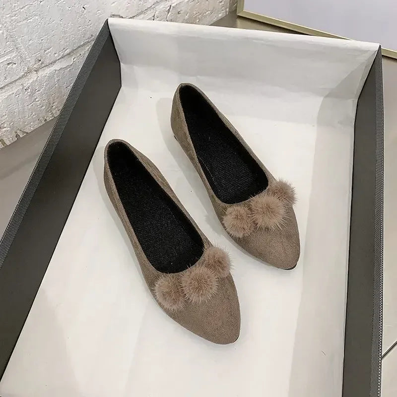 Women's Suede Mary Jane Flats – Slip-On Pointed Toe Loafers Women's Flat Loafers Axl Khaki 39