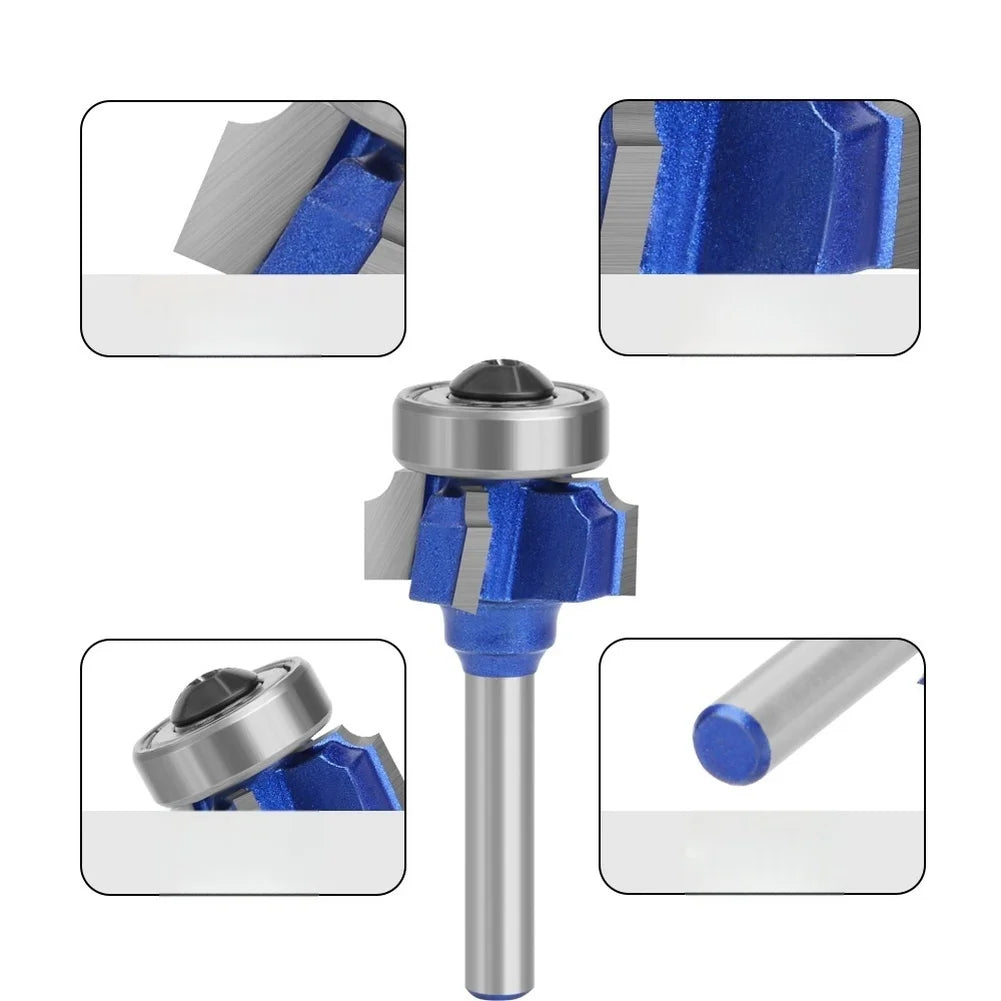 8mm 4-Flute Router Bit with Bearing – R1 R2 R3 Edge Trimmer Router Bit Set Axl