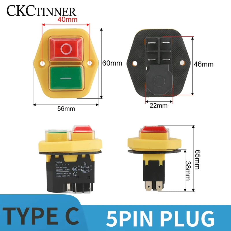 YH02A IP55 Electromagnetic Push Button Safety Switch – KLD28A KJD17A Push Button Switch Axl TYPE-C 5PIN PLUG 110 V