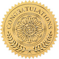 Gold Foil Congratulations Stickers – 100pc Embossed Round Seals Decorative Sticker Seals Axl AECH04-13637