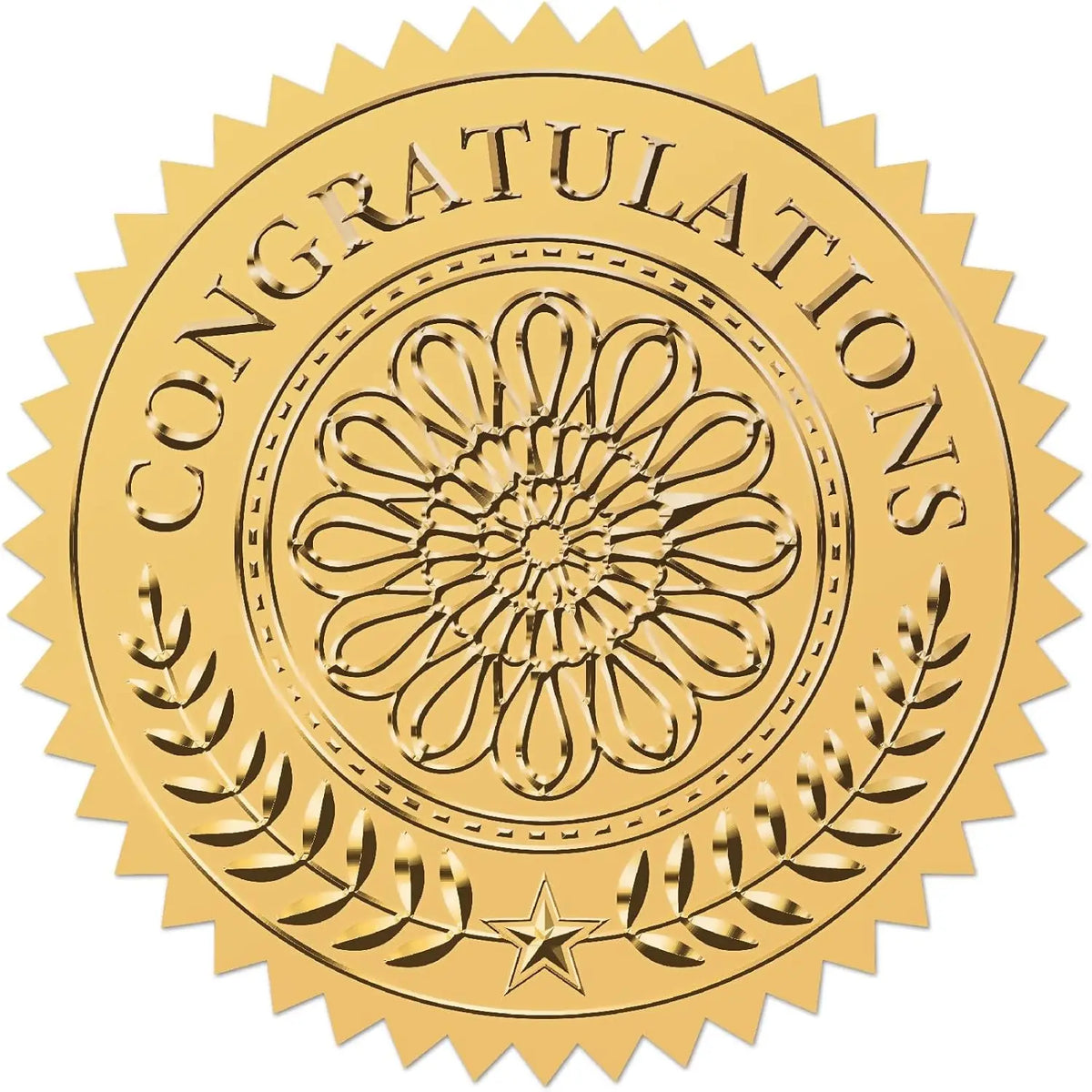 Gold Foil Congratulations Stickers – 100pc Embossed Round Seals Decorative Sticker Seals Axl AECH04-13637