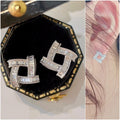 Huitan Square CZ Stud Earrings – Iced Out Crystal Geometric CZ Stud Earrings Axl E2665