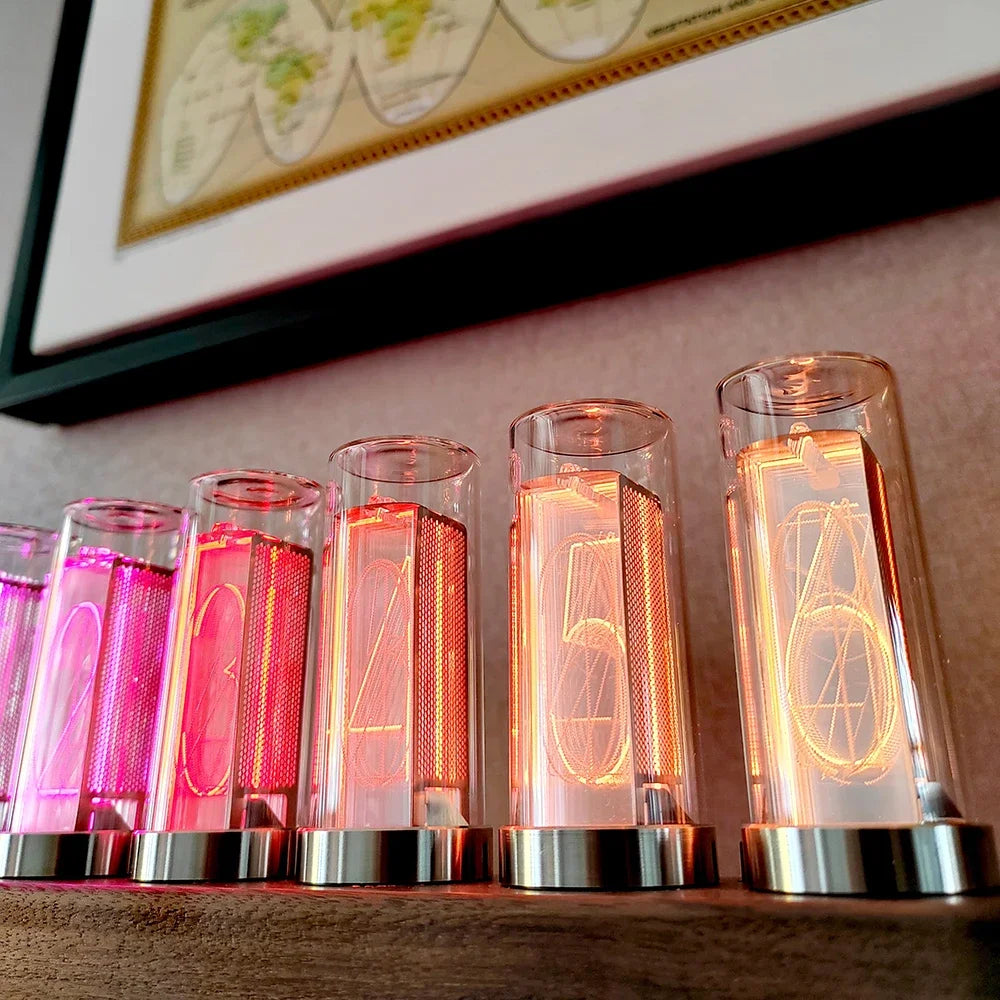 Nixie Tube Clock Wood RGB LED DIY Kit – Cyberpunk Desk Clock Nixie Tube Desk Clock Axl WALNUT