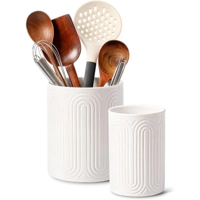 Ceramic Arch Utensil Holder – Farmhouse Kitchen Organizer Utensil Holder Axl