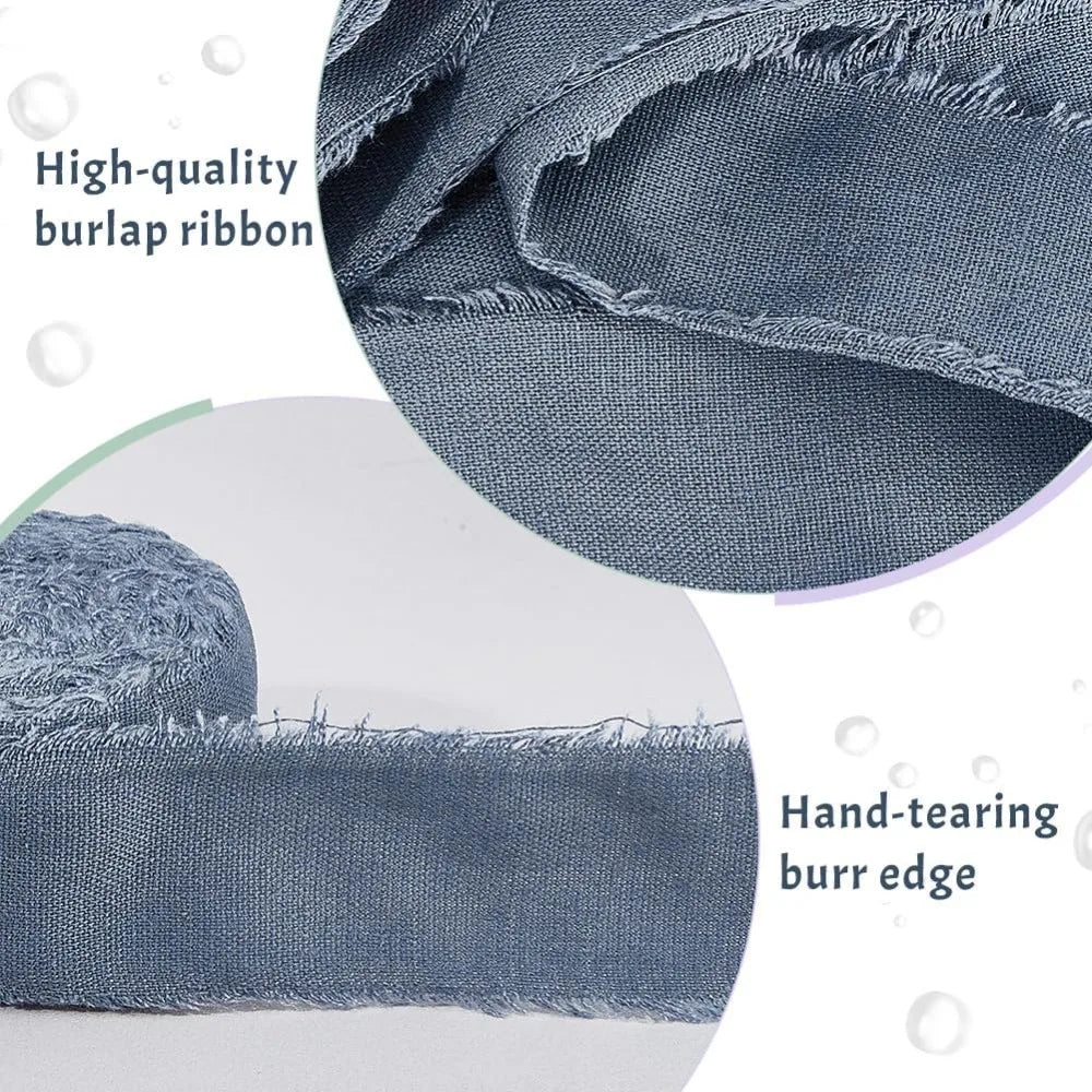 10 Yards Steel Blue Burlap Frayed Jute Ribbon – 1.5" Craft Craft Ribbon Axl