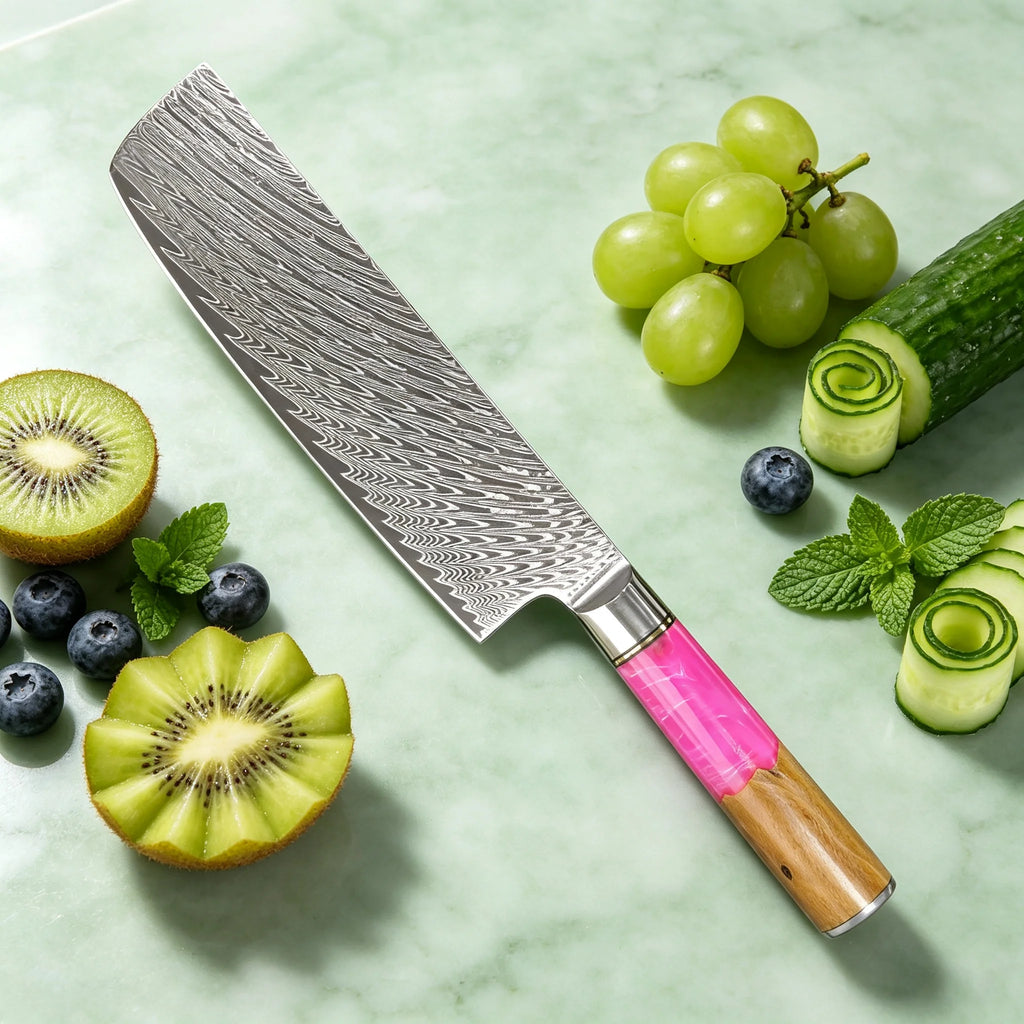 Damascus Steel Nakiri Knife – Sharp Vegetable & Slicing Knife Damascus Kitchen Knife Axl