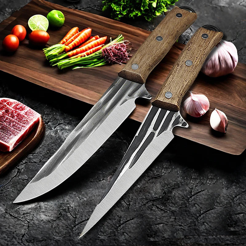 Full Tang Stainless Steel Boning Knife with Sheath & Wood Handle Boning Knife Axl
