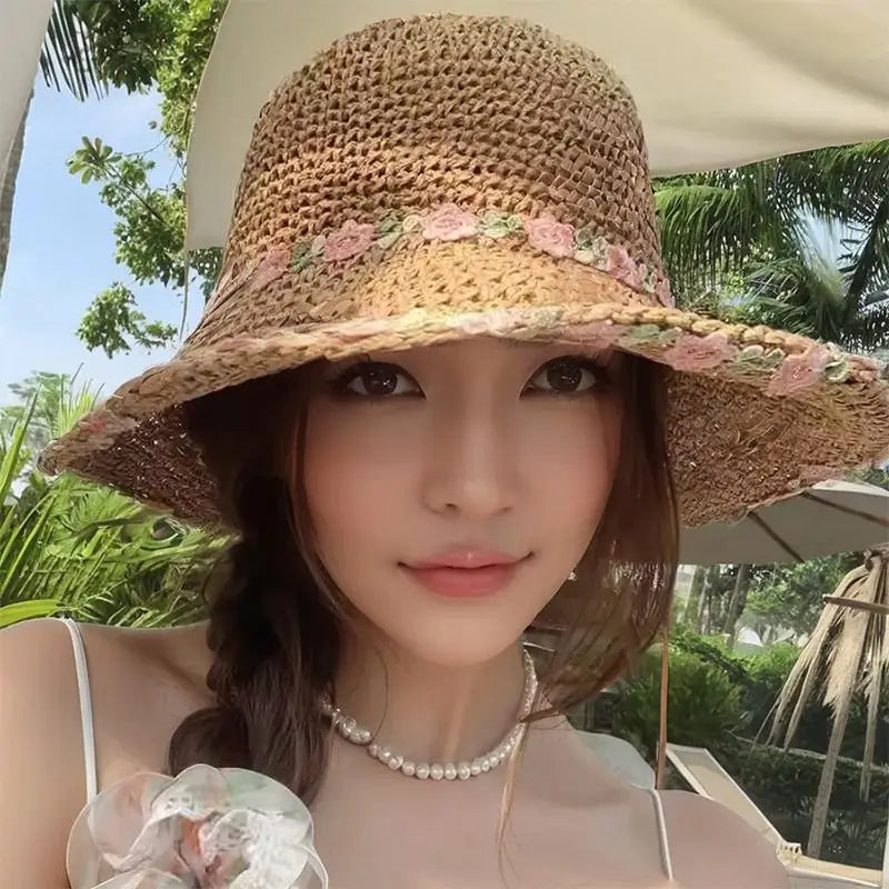 Women's Foldable Wide Brim Straw Sun Hat – Beach & Travel Wide Brim Sun Hat Axl C one size