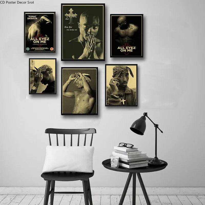 Tupac 2PAC Retro Kraft Paper Poster | Vintage Hip Hop Wall Art Wall Art Poster Axl