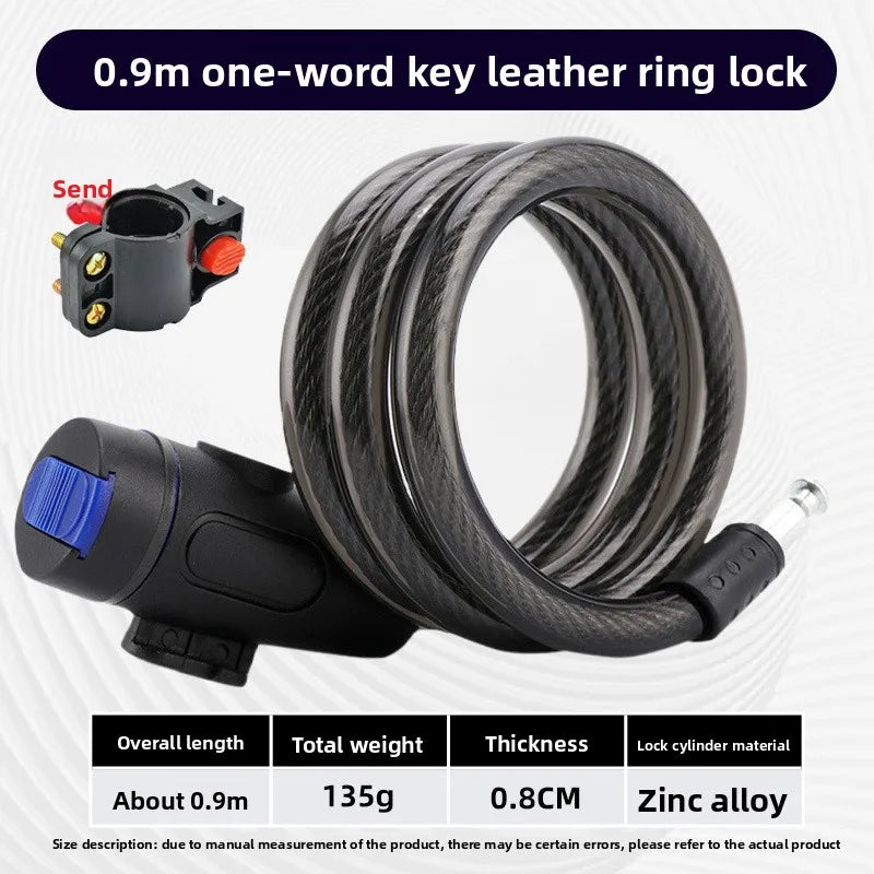 Portable Heavy-Duty Bike Lock with Key & Rubber Ring – Anti-Theft Bicycle Security Lock Axl (Single-key leather 2