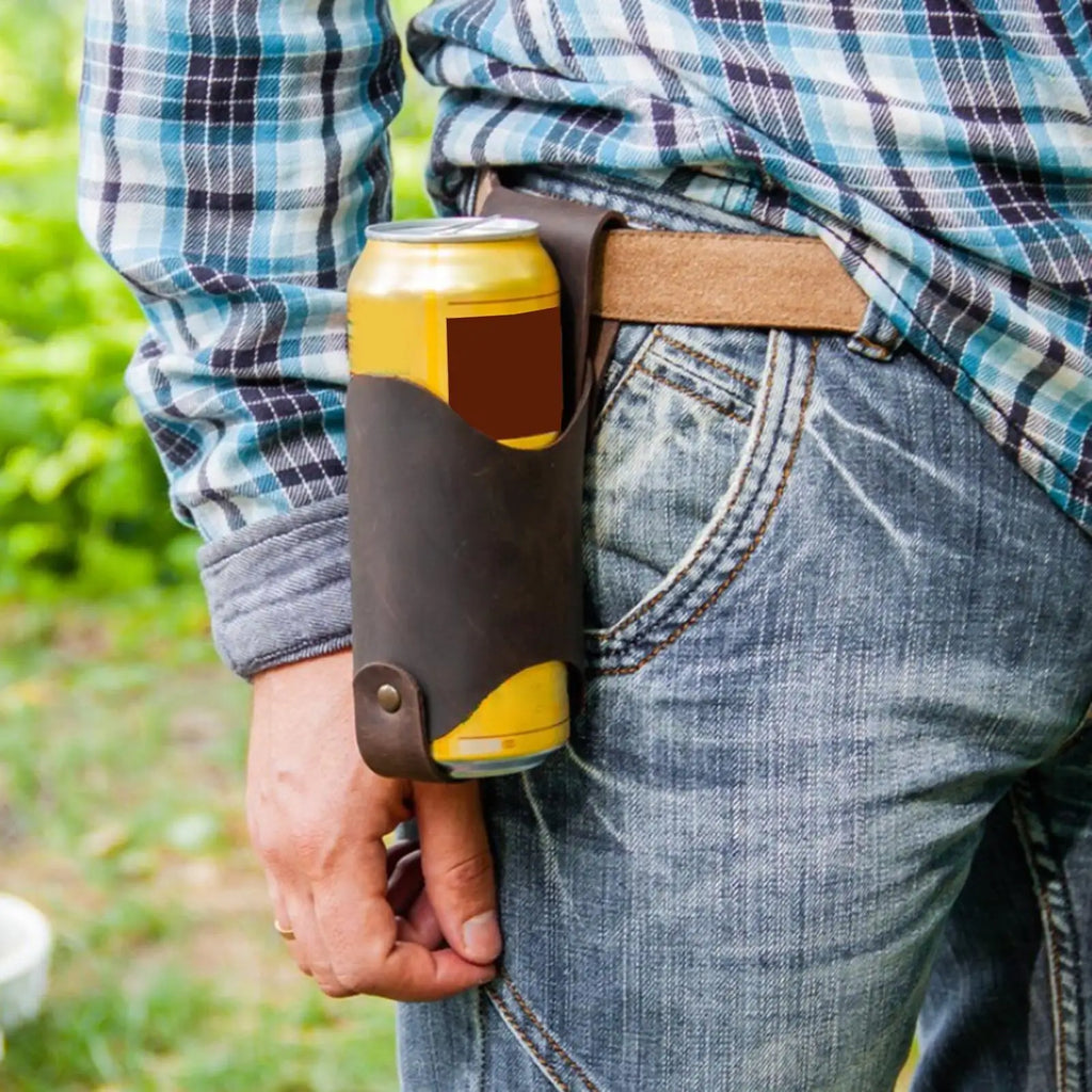 PU Leather Beer Belt Holster – Waterproof Bottle Holder for Men Belt Bottle Holster Axl