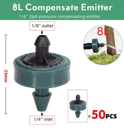 Pressure Compensating Drip Emitters 2L 4L 8L – 50 to 200 Pcs Drip Irrigation Emitter Axl 8L 50pcs