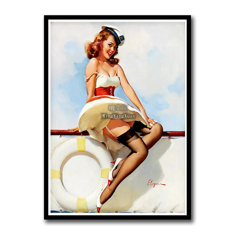 WWII Retro Girl Movie Poster – Vintage Wall Art Home Decor Retro Wall Poster Axl 19 42x30cm