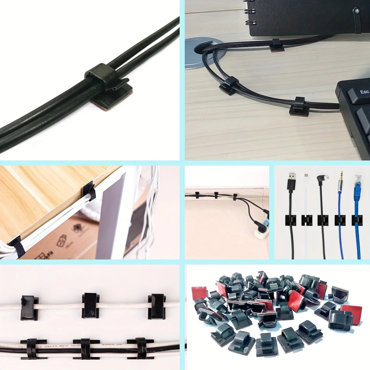Self-Adhesive Cable Clips 50/100 Pc | Cable Management Cable Management Clips Axl