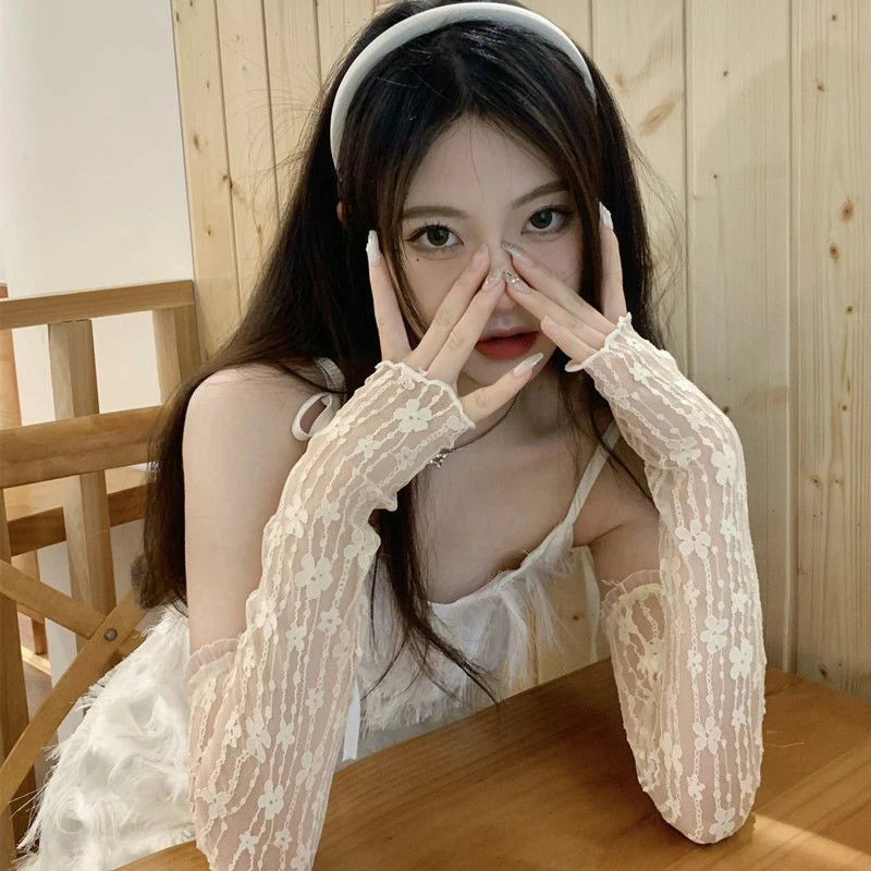 Women's Lace Half-Finger Gloves & Long UV Arm Sleeves Lace Arm Sleeves Axl