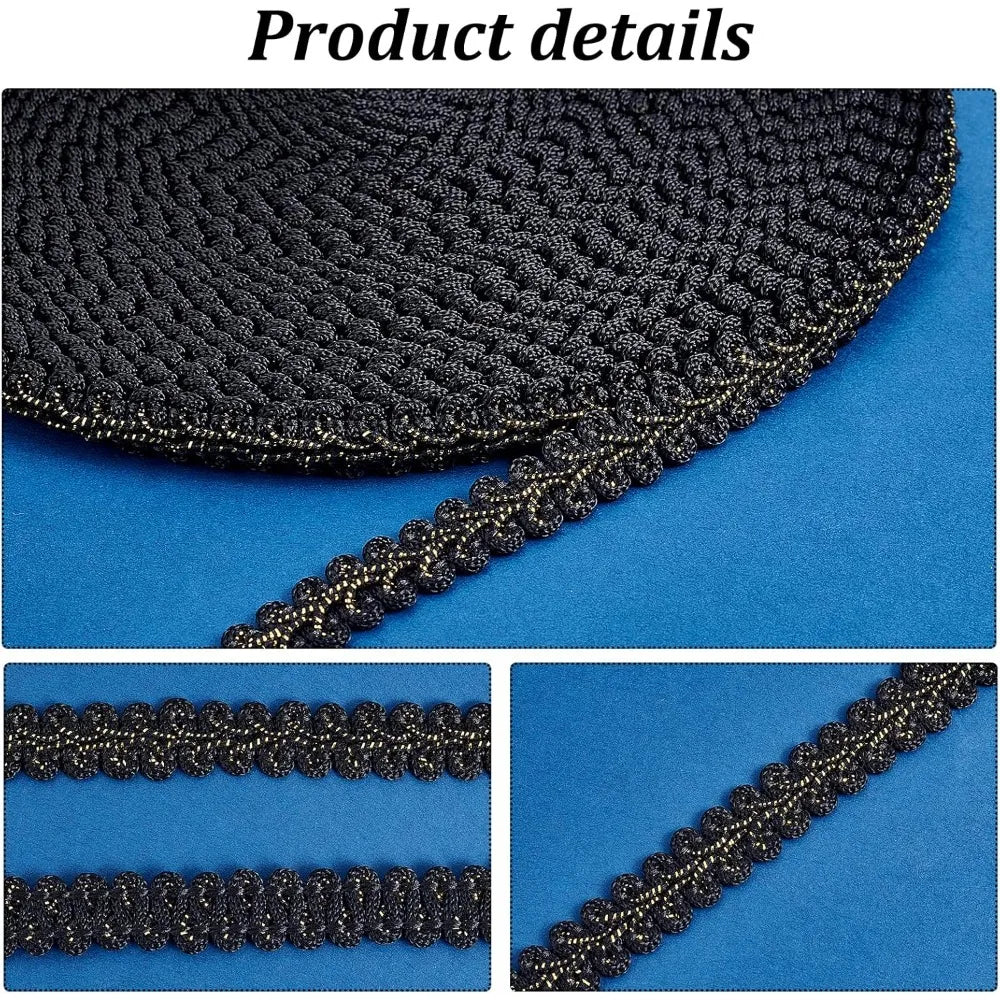 Metallic Black Herringbone Ribbon 12mm 15 Yards | DIY Crafts Craft Ribbon Trim Axl