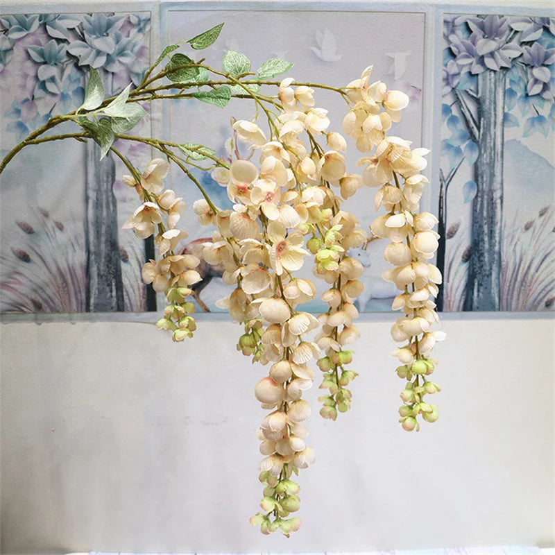 Artificial Wisteria Hanging Flower Strings – 6 Stem Wall Decor Artificial Hanging Flowers Axl blue 02