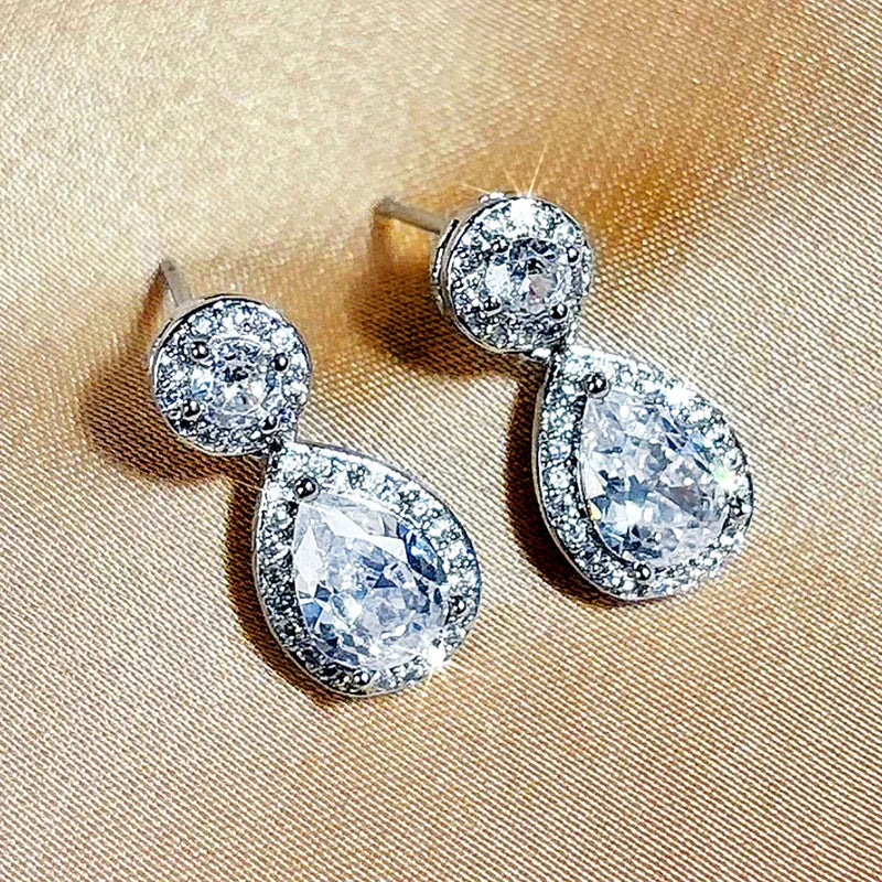 Huitan Waterdrop CZ Drop Earrings – Bridal & Wedding Jewelry Drop Earrings Axl E3608