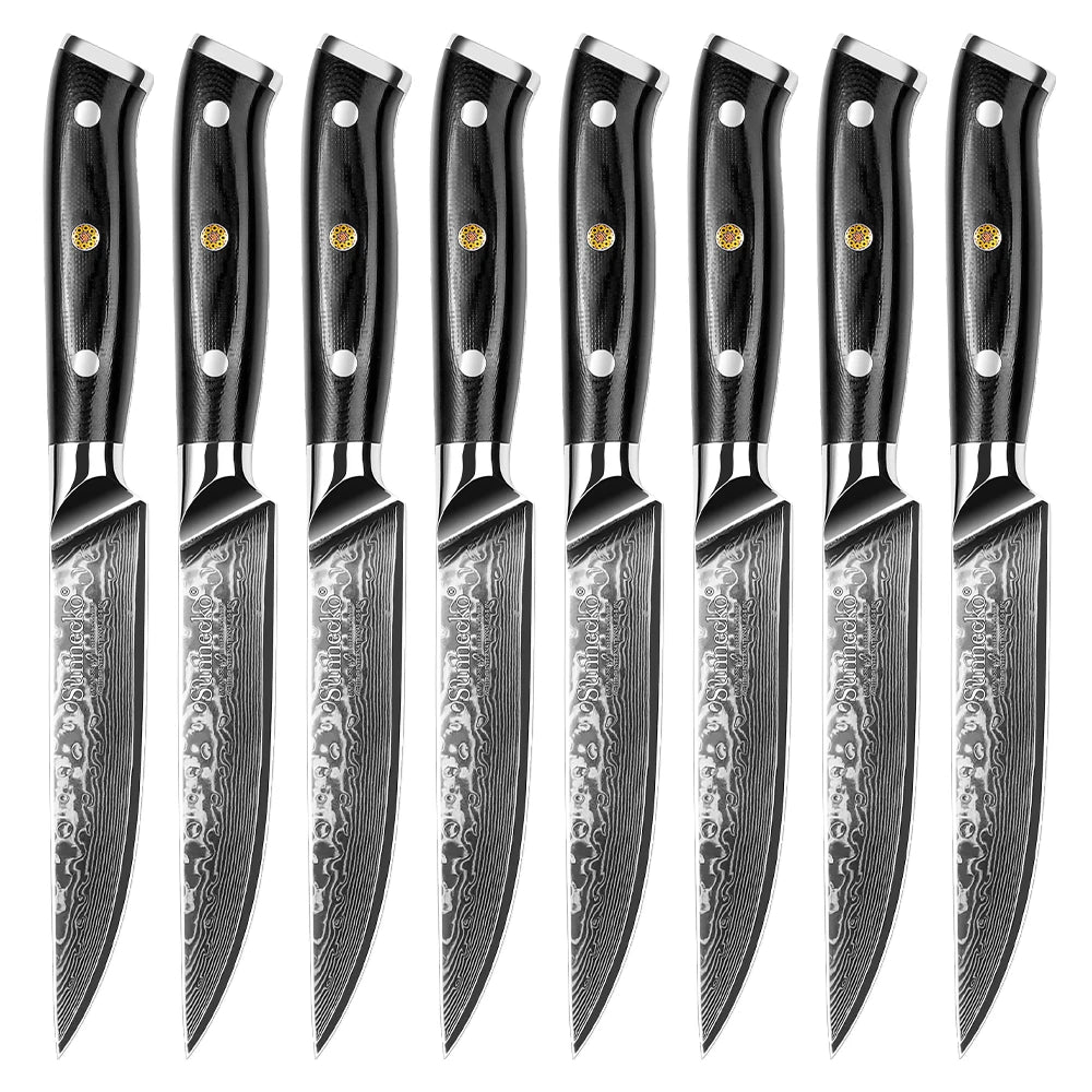 Sunnecko Damascus Steel Steak Knife Set 1–8 PCS | VG10 Core Damascus Steak Knife Set Axl 8PCS Knives Set China Mainland