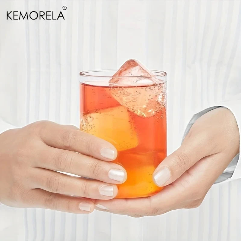 KEMORELA Transparent Glass Cups – Set of 1 or 4 | Drinkware Glass Drinkware Set Axl