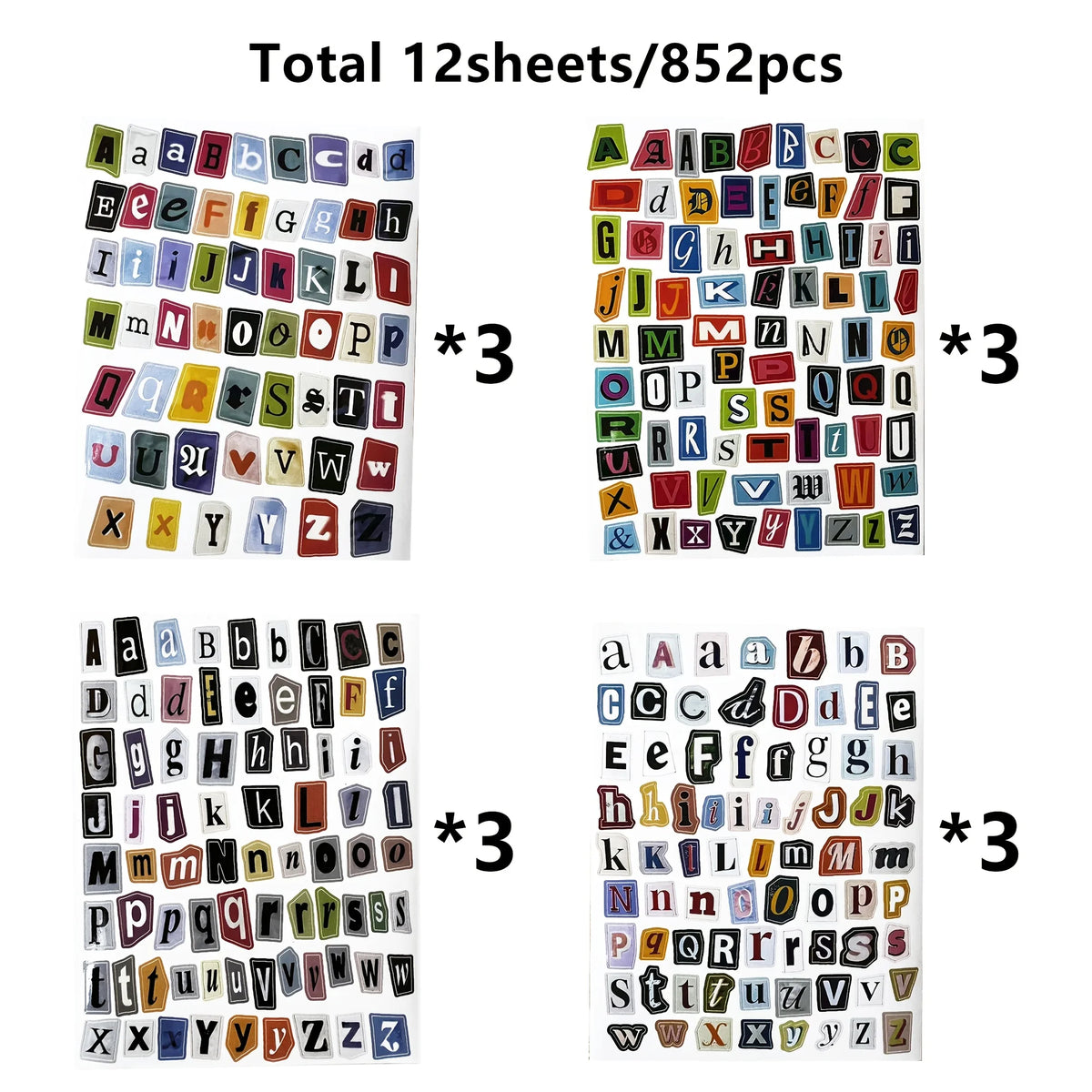 Vintage Magazine Letter Stickers – 8/12 Sheets Scrapbook Alphabet Scrapbook Letter Stickers Axl 12 Sheets