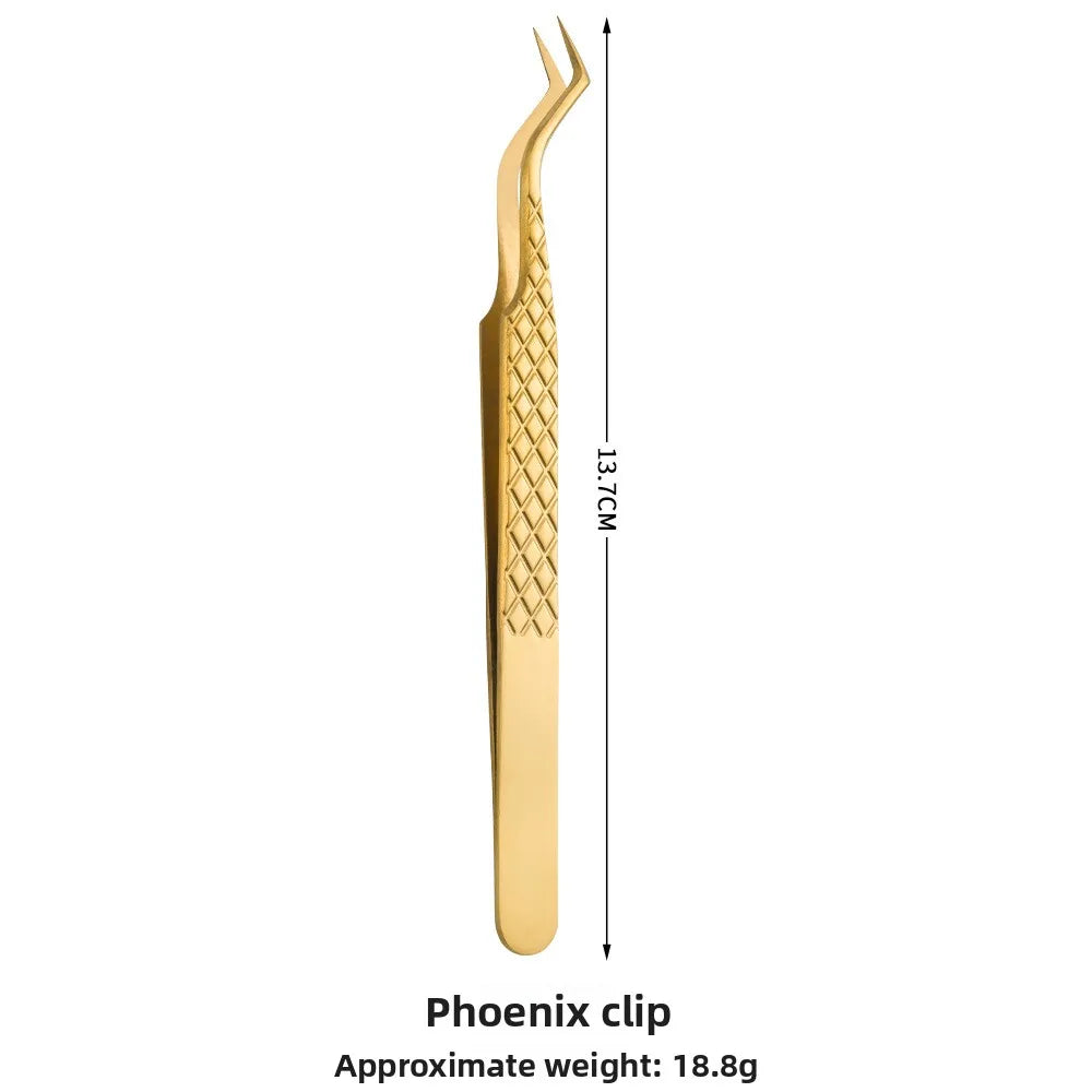 Golden Net Pattern Eyelash Extension Tweezers | Precision Lash Clip Eyelash Tweezers Axl Gold-1.5mmNet-patter 5