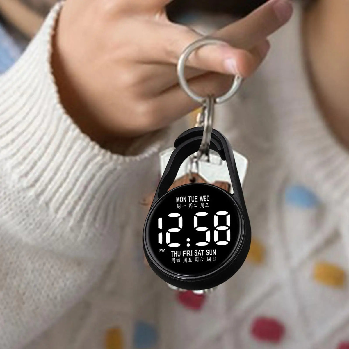 LED Digital Pocket Watch Keyring – Night Glow & Waterproof Digital Pocket Watch Axl