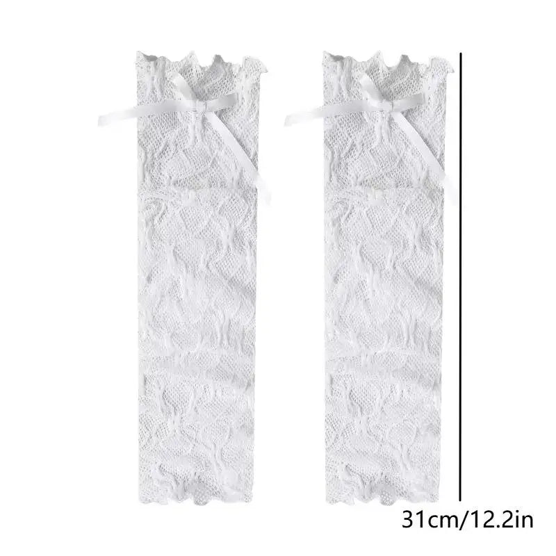 Lace Ruffle Fingerless Gloves – Y2K Lolita Bow Arm Sleeves Lace Arm Sleeves Axl