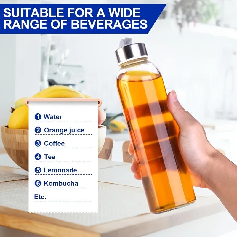 KEMORELA Glass Water Bottle with Strap 500/750/1000ml Glass Water Bottle Axl