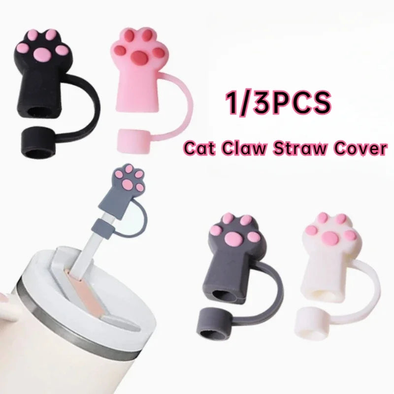 Cute Cat Claw Straw Covers – Dustproof Drink Topper 1/3 Pcs Straw Cover Axl