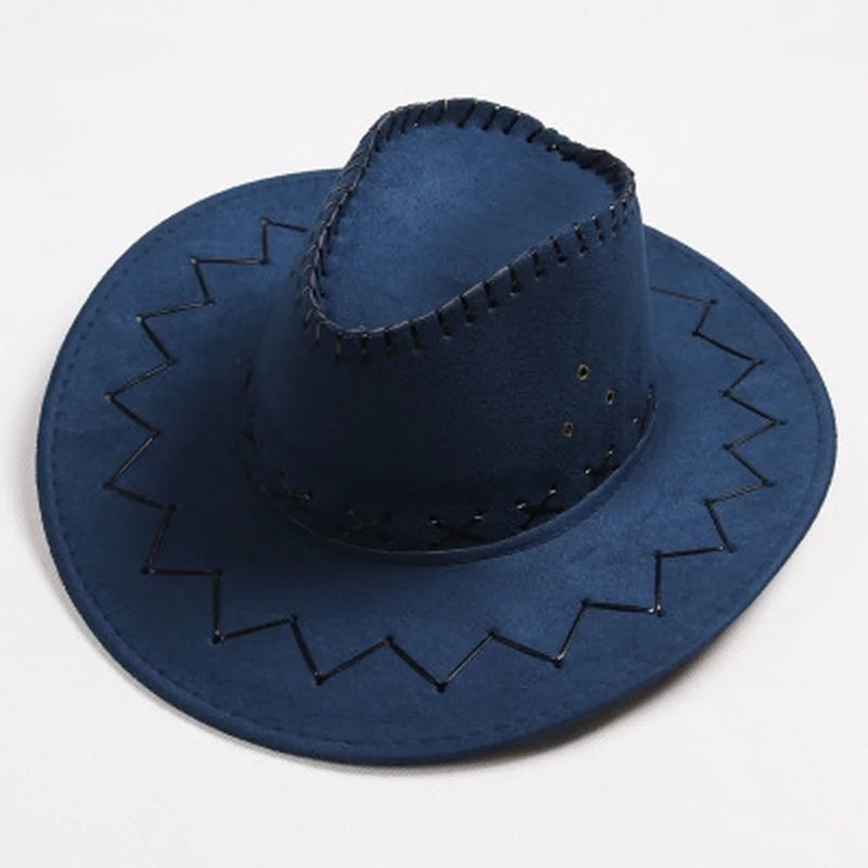 Wide Brim Western Cowboy Hat – Unisex Faux Suede Sun Hat Western Cowboy Hat Axl bule