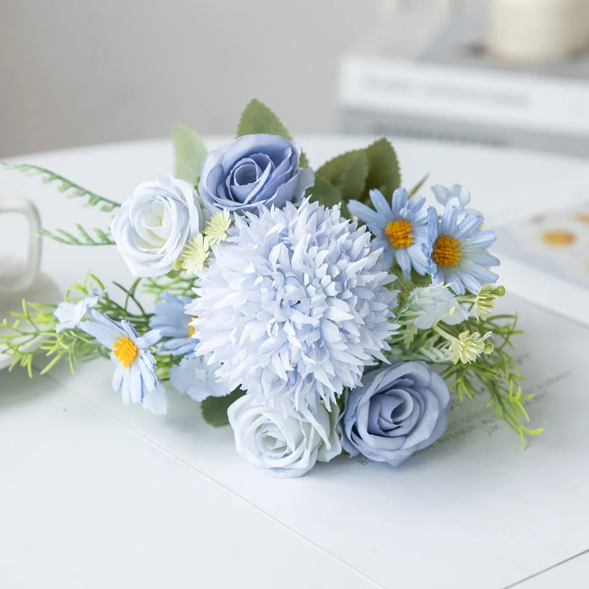 Silk Rose & Chrysanthemum Artificial Flower Bouquet | 2–4 Pcs Artificial Flower Bouquet Axl 4 4 pcs