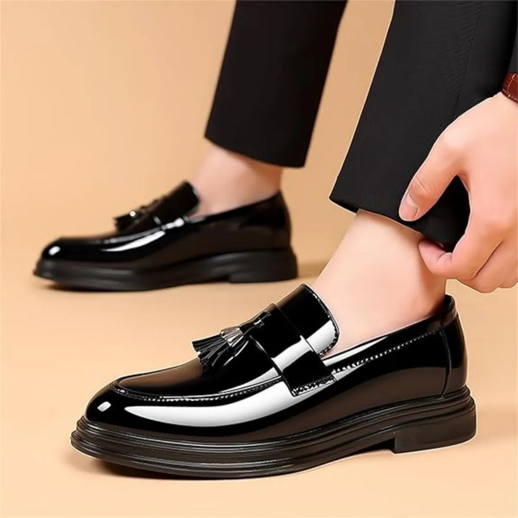 Men's Tassel Patent Penny Loafers – Slip-On Dress Shoes Men's Dress Loafers Axl