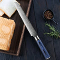 67-Layer Damascus Steel Serrated Bread Knife – Ergonomic Serrated Bread Knife Axl Bread Knife