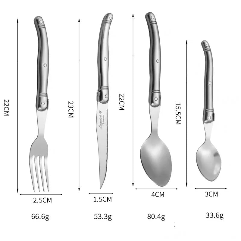 Laguiole Stainless Steel Cutlery Set – 4–24 Piece Silverware Cutlery Set Axl