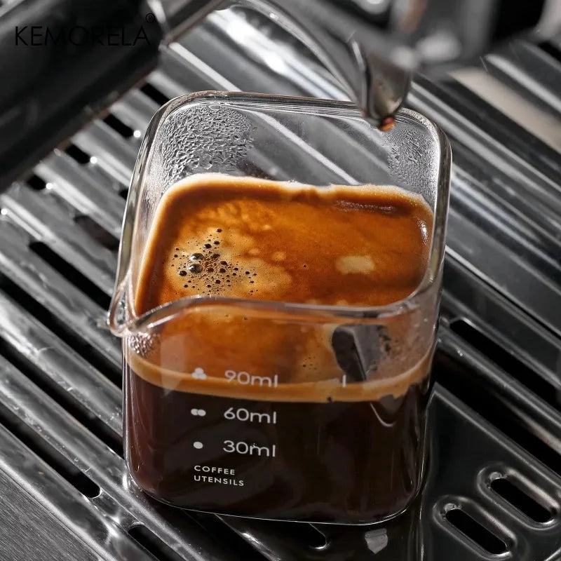 KEMORELA Glass Espresso Cup 90/120ml – Measuring Shot Glass Glass Measuring Cup Axl