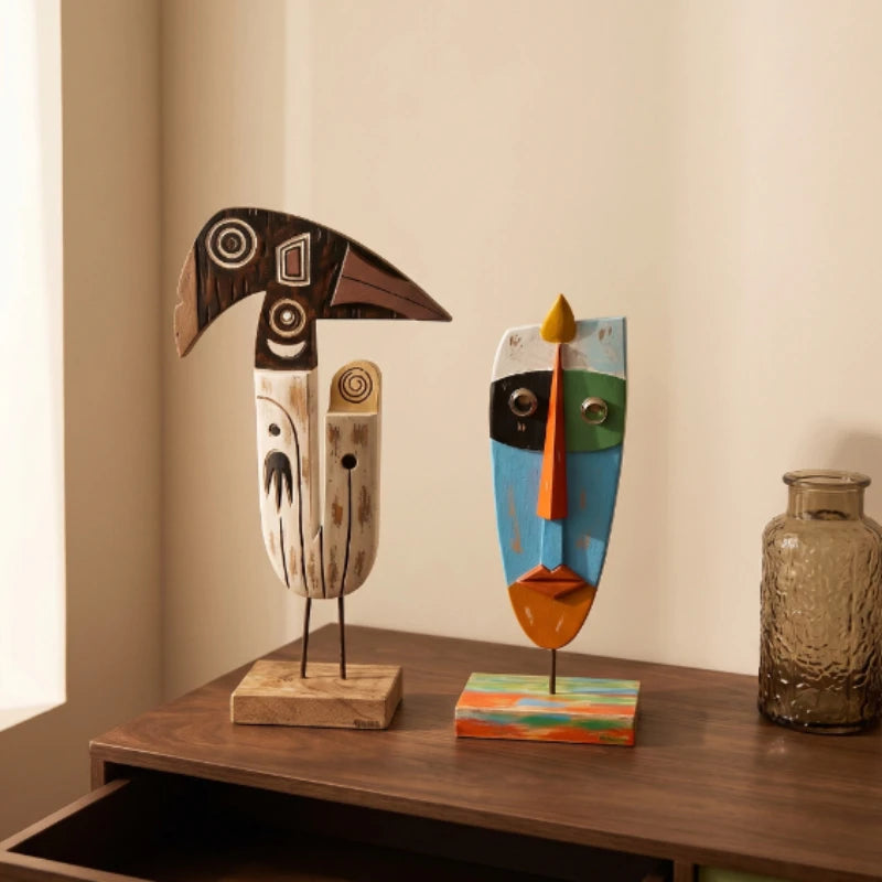 Solid Wood Figurines – Modern Carved Home Decor Sculptures Wood Figurine Sculpture Axl