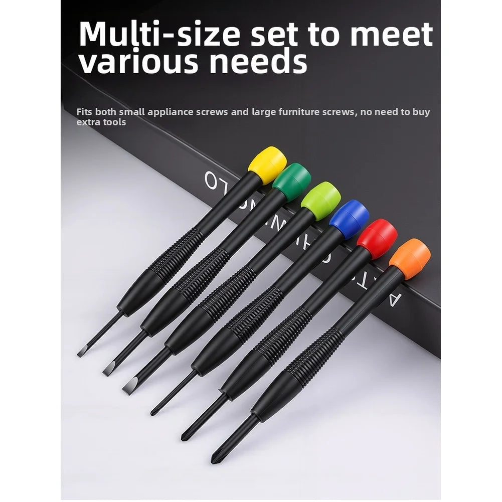 6-Piece Precision Screwdriver Set | PH00 PH0 PH1 & Flat Bits Precision Screwdriver Set Axl